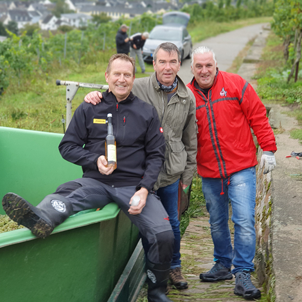 Burkhard, Micki und Walter bei der Lese